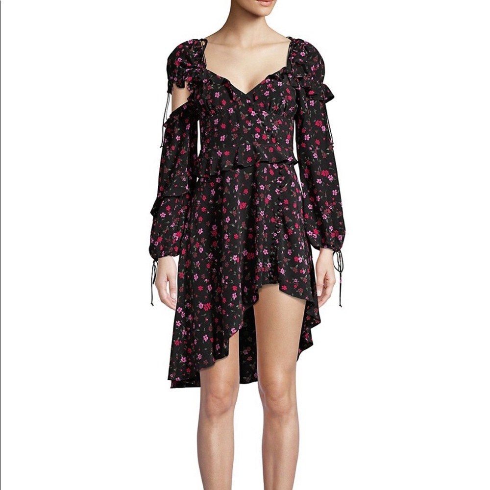 NWT For Love & Lemons Rosie ruffled floral mini dress Sz XS